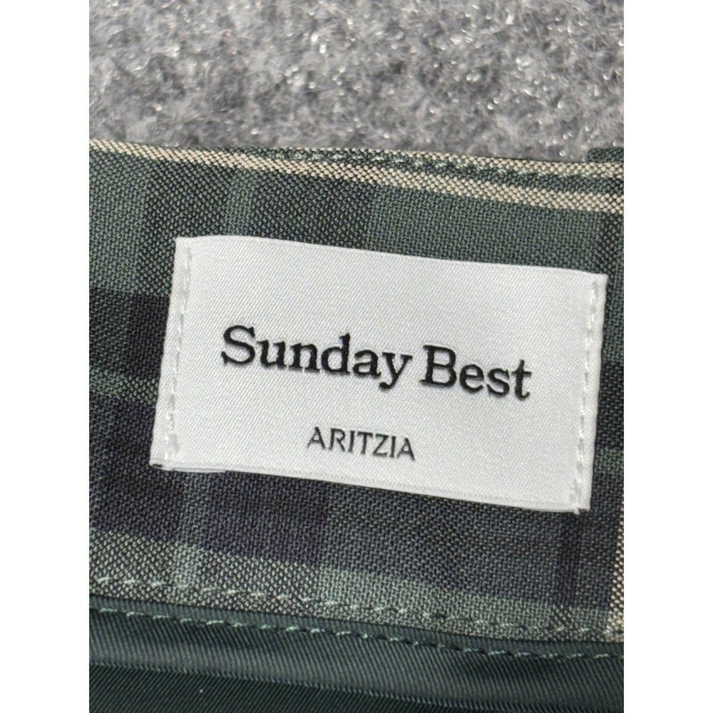 Aritzia Sunday Best Preppy Plaid‎ Micro Pleated Mini Skirt Green HR Size 8 NWOT - Picture 5 of 7